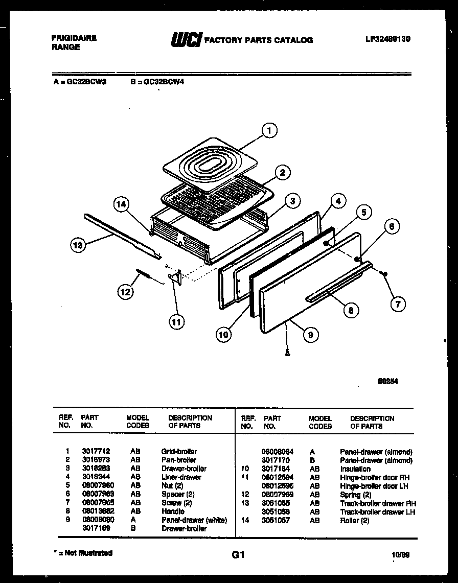 Broiler drawer parts