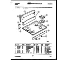 Frigidaire G30CW2 backguard and cooktop parts diagram