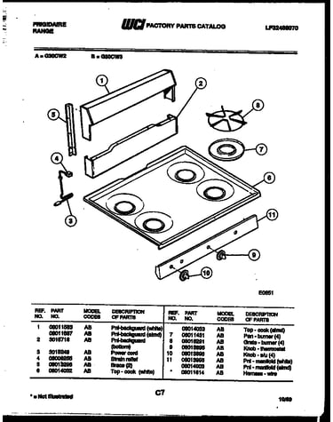 Backguard and cooktop parts
