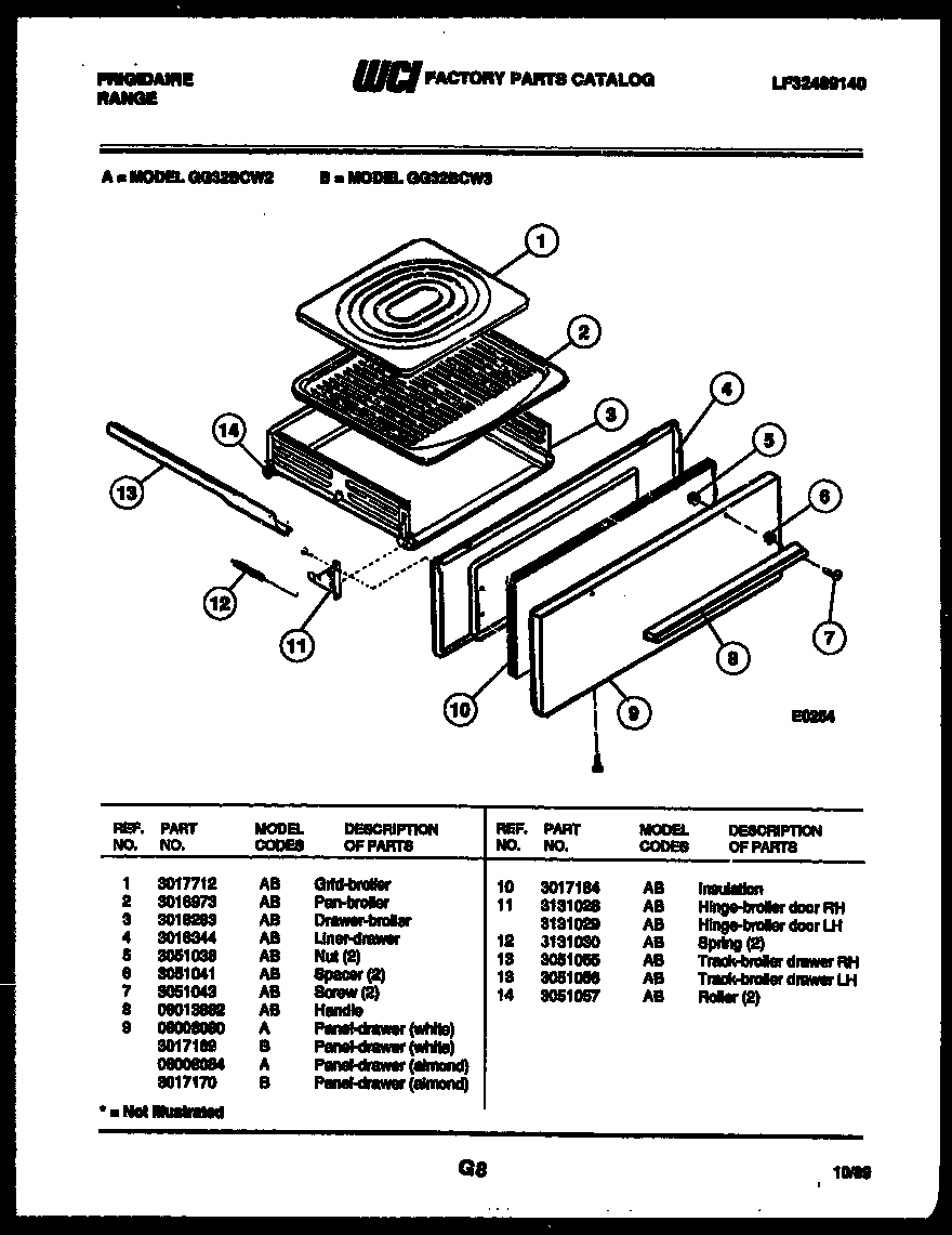 BROILER DRAWER PARTS