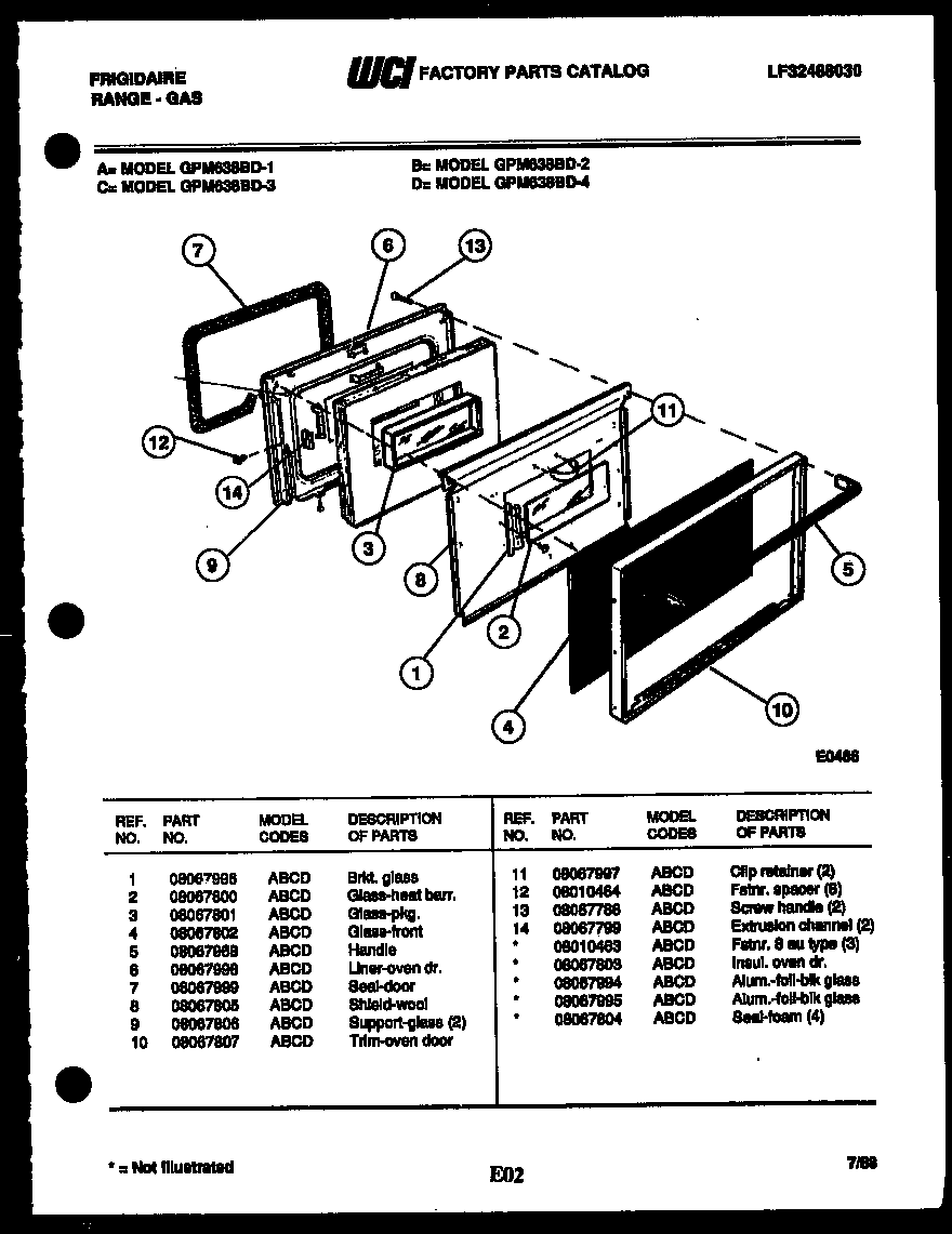 Lower oven door parts