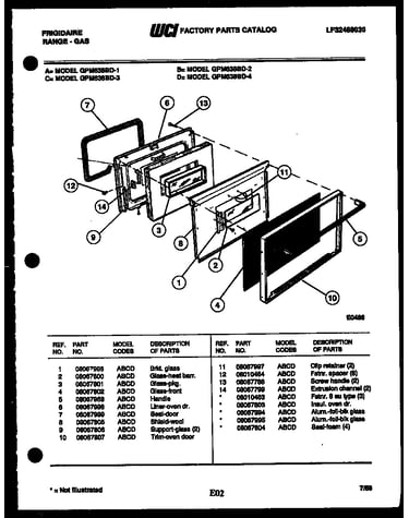 Lower oven door parts