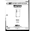 Frigidaire FP18TFF0 cover page diagram