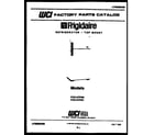 Frigidaire FCD14TFF1 cover page diagram