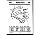 Frigidaire G21CW3 backguard and cooktop parts diagram