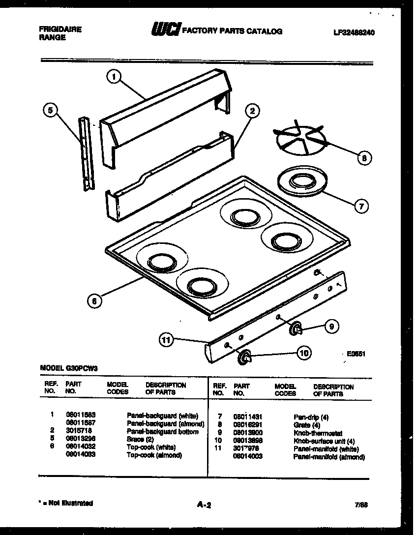 BACKGUARD AND COOKTOP PARTS