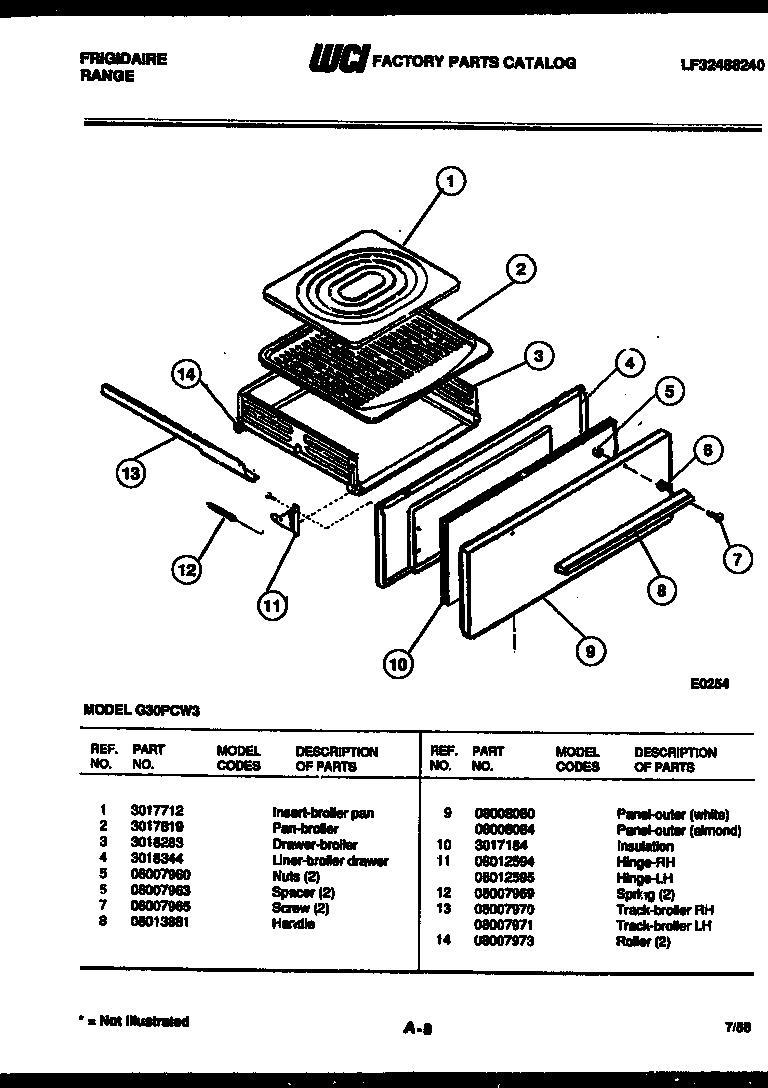 BROILER DRAWER PARTS