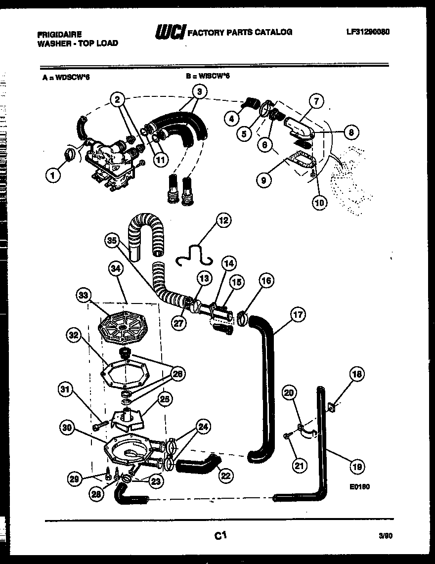 PUMP, WATER VALVE AND WATER INLET