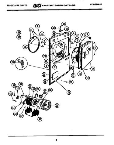 Cabinet front, motor and blower