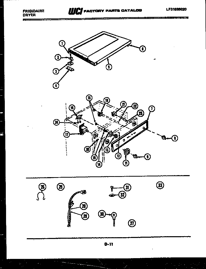 Top, control and miscellaneous parts