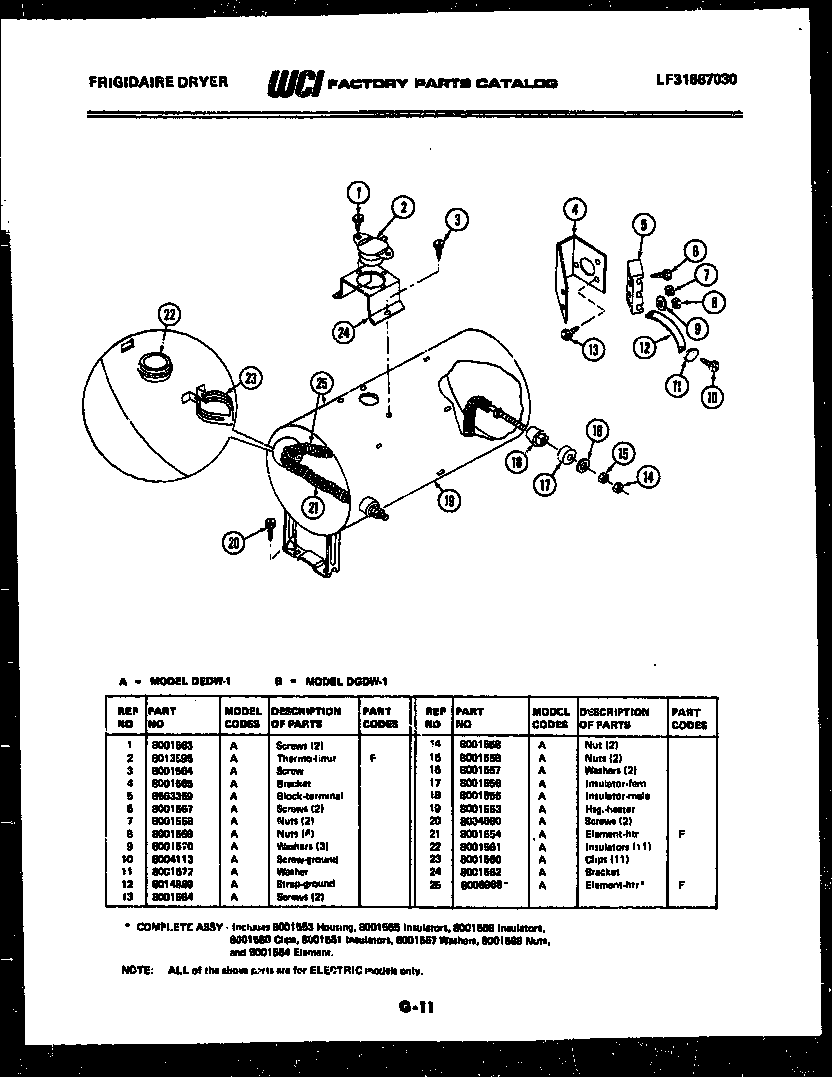 Element and housing parts