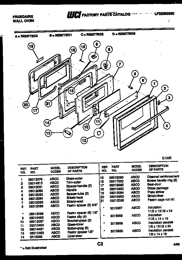 Lower oven door parts