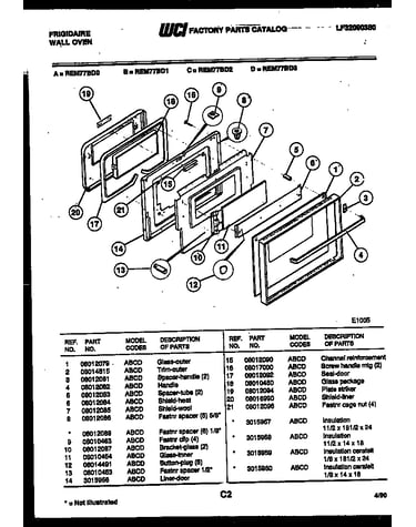 Lower oven door parts