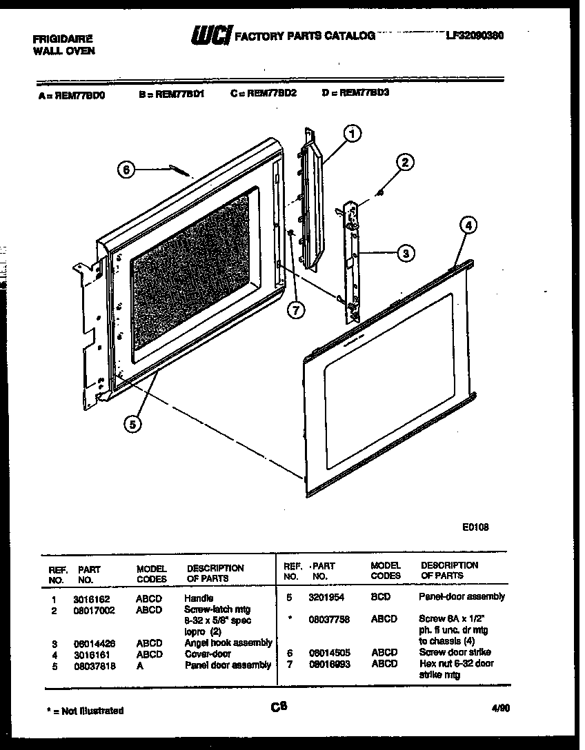 Upper oven door parts
