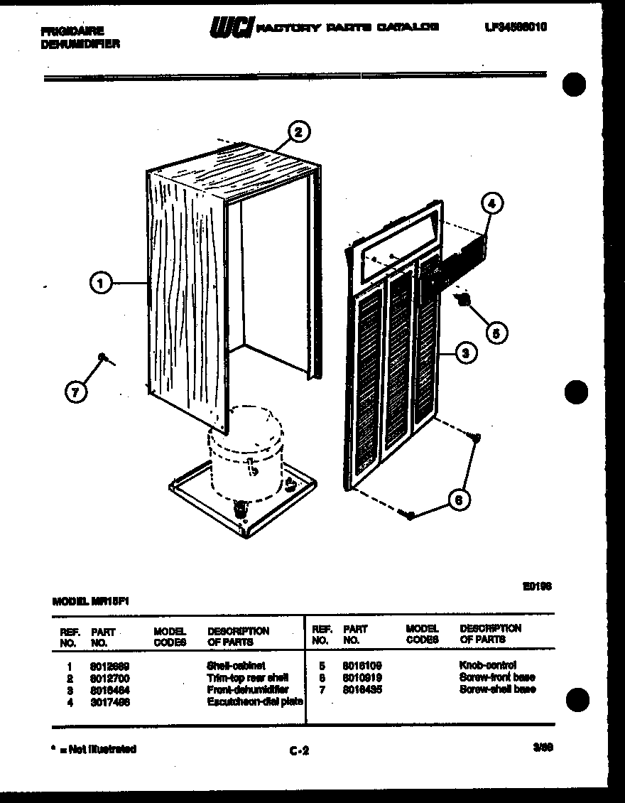 Cabinet and control parts