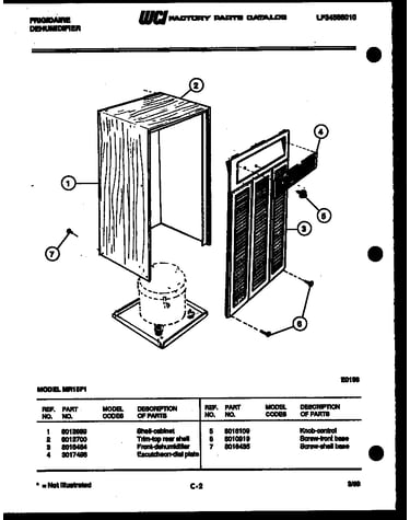 Cabinet and control parts