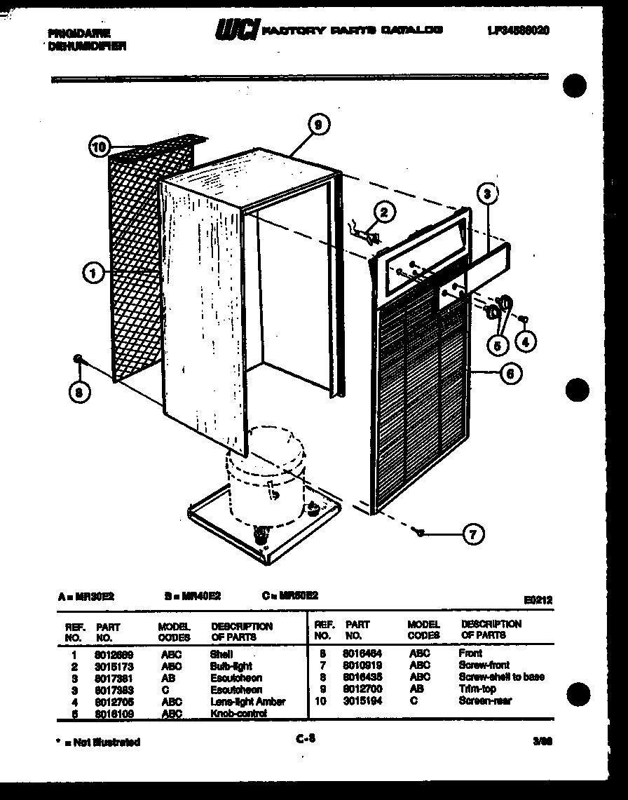Cabinet and control parts