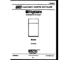 Frigidaire FP18TFW2 cover page diagram