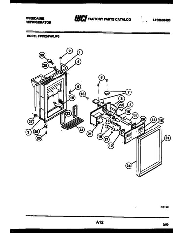 Ice door, dispenser and water tanks