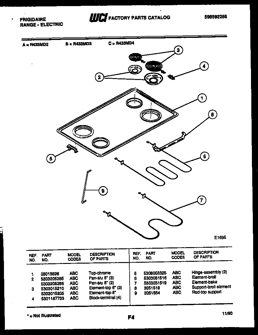 Cooktop and broiler parts