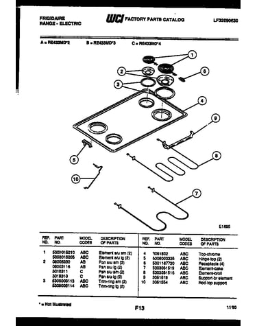 Cooktop and broiler parts