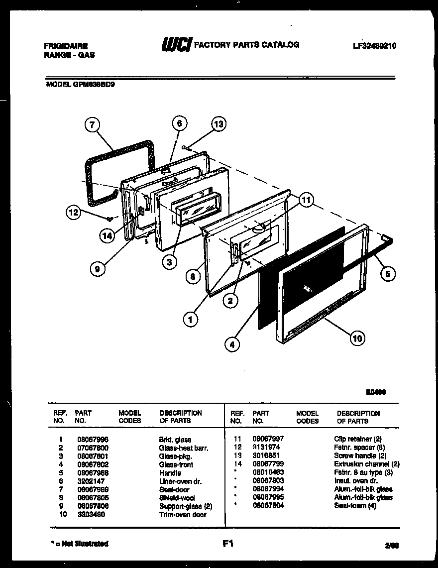 Lower oven door parts
