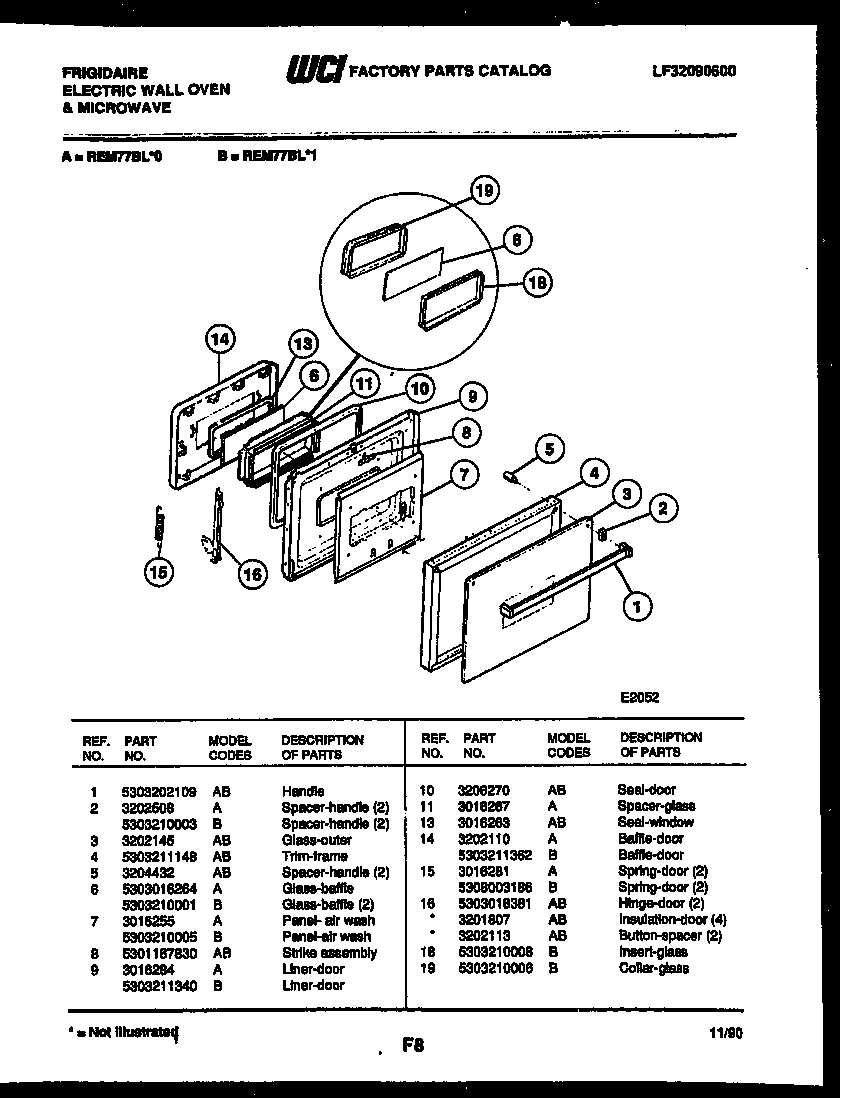 Lower oven door parts