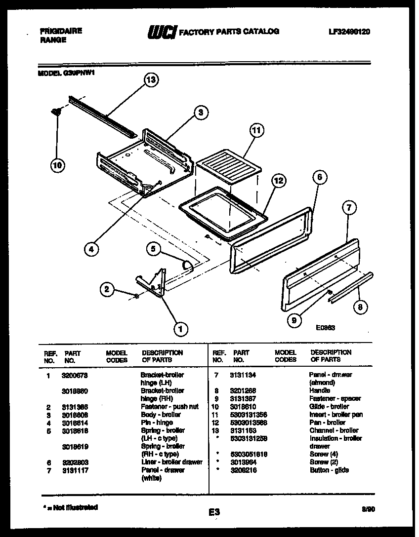 Broiler drawer parts
