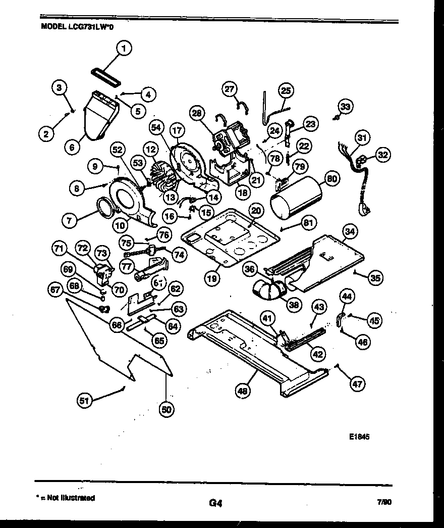 Motor, blower and cabinet parts