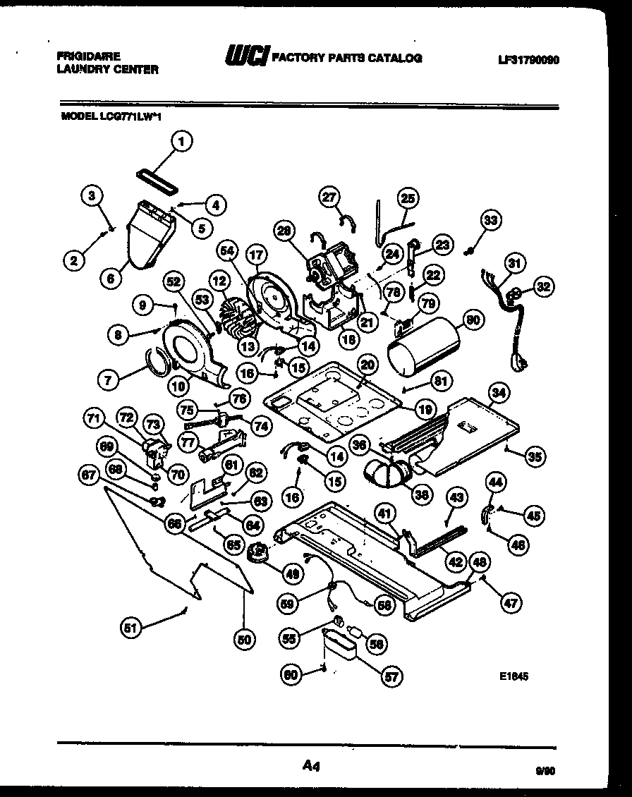 Motor, blower and cabinet parts