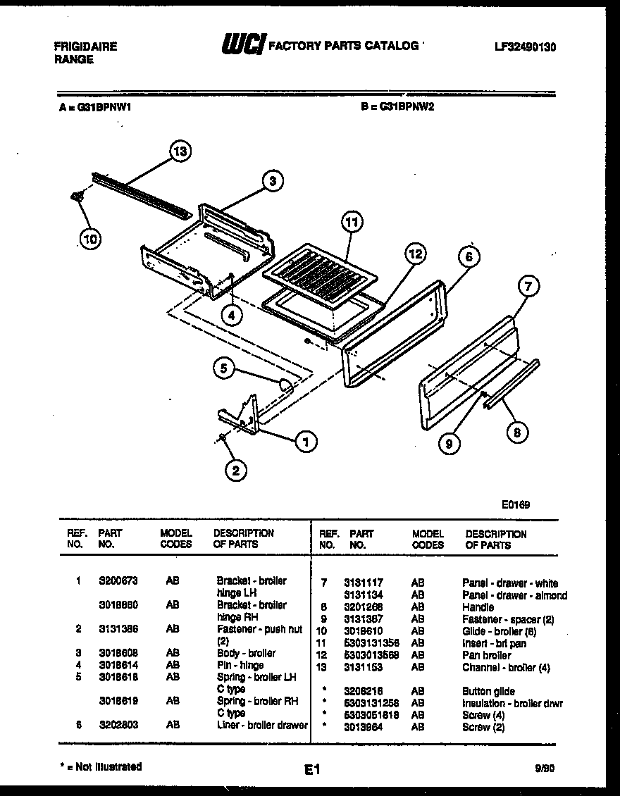 BROILER DRAWER PARTS