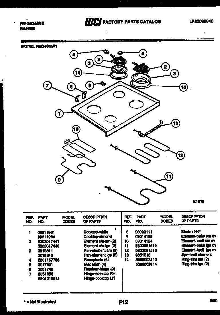 Cooktop and broiler parts