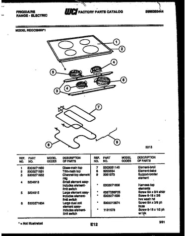 Cooktop and broiler parts