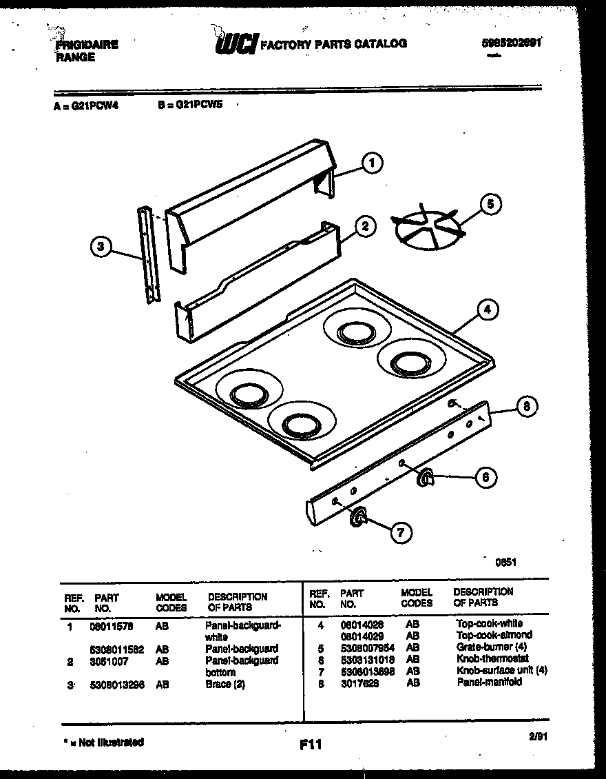 BACKGUARD AND COOKTOP PARTS