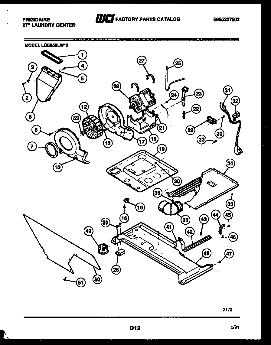 Motor, blower and cabinet parts