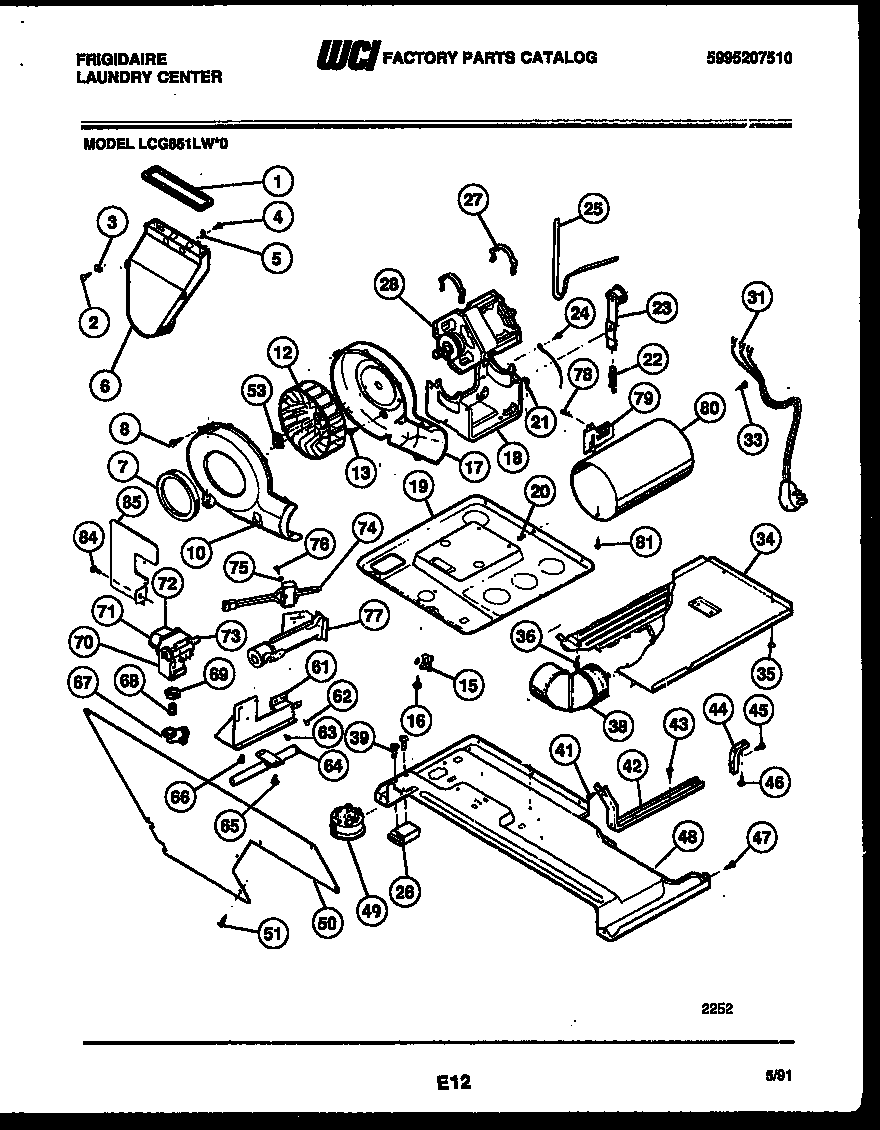 Motor, blower and cabinet parts