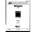 Frigidaire REG94BL3 cover page- text only diagram