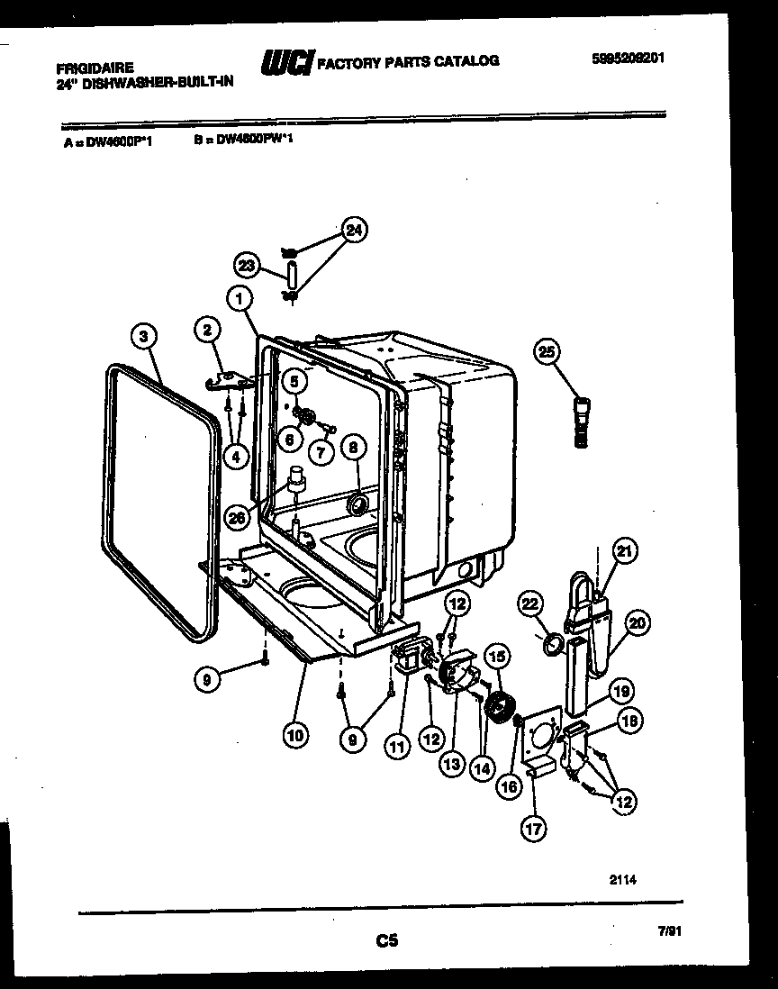 Tub and frame parts