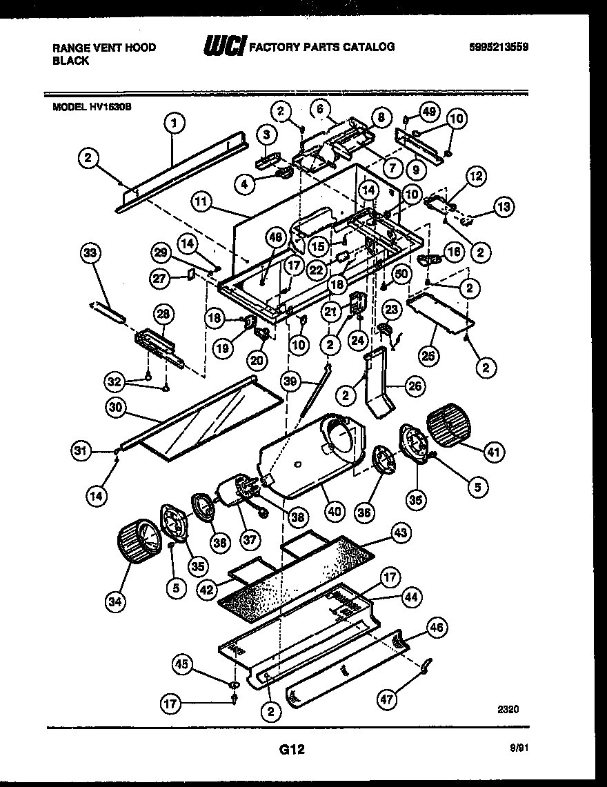 RANGE VENT HOOD PARTS