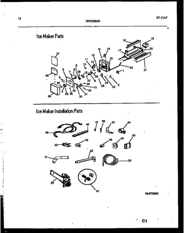 Ice maker and installation parts
