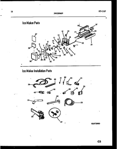 Ice maker and installation parts