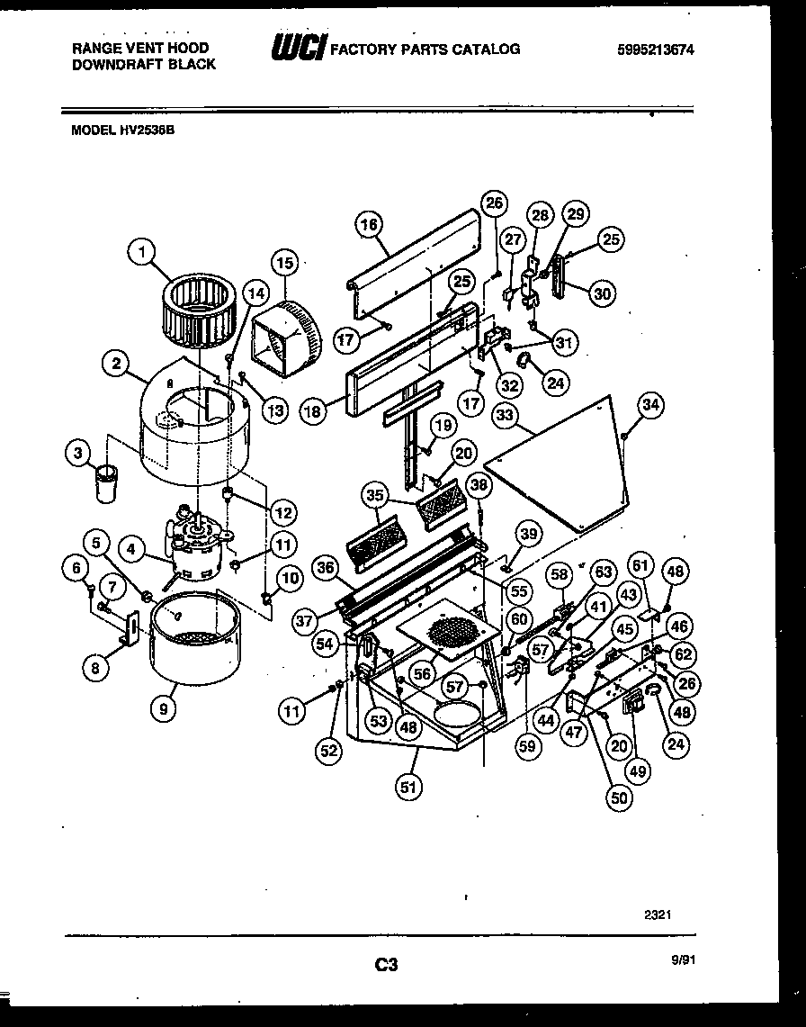 Range vent hood parts