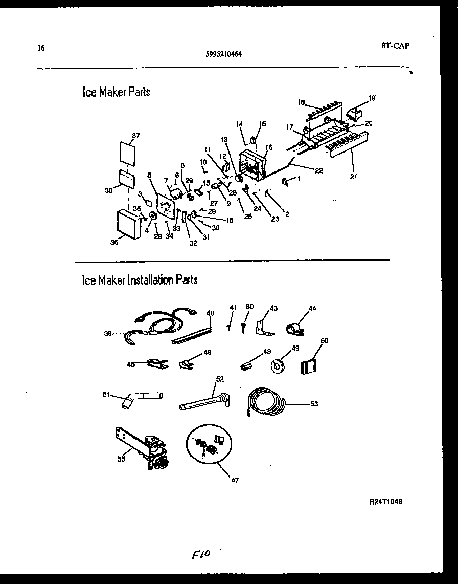 Ice maker and installation parts