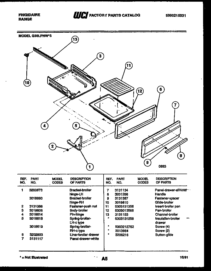 BROILER DRAWER PARTS