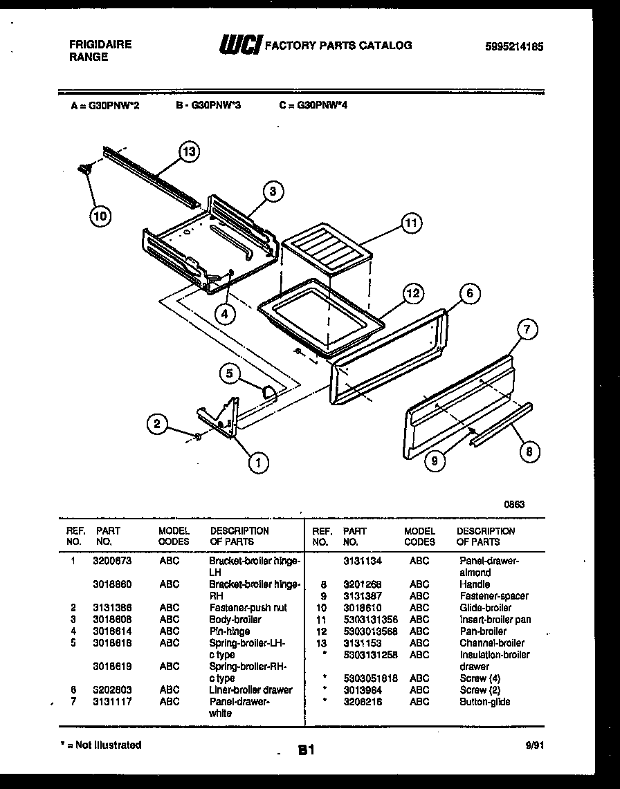 BROILER DRAWER PARTS