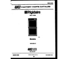 Frigidaire REG78WL2 cover page- text only diagram