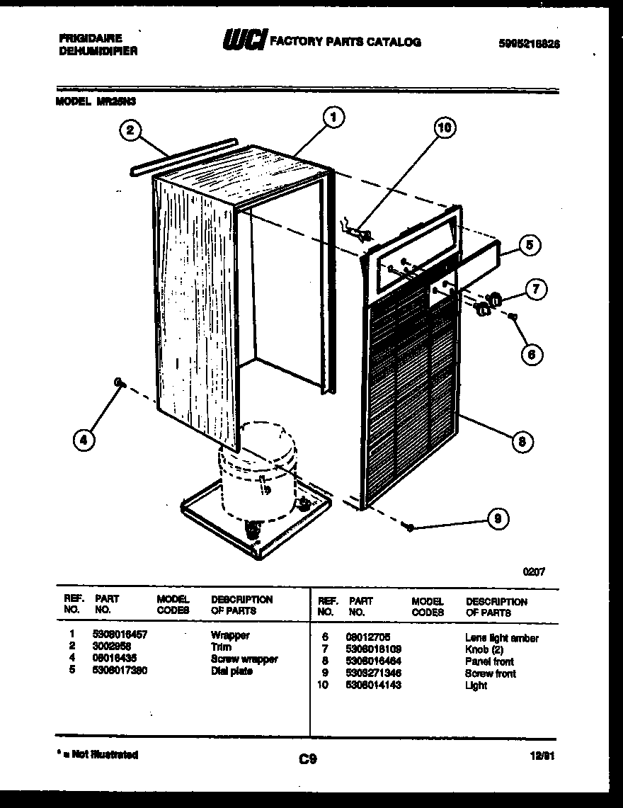Cabinet and control parts