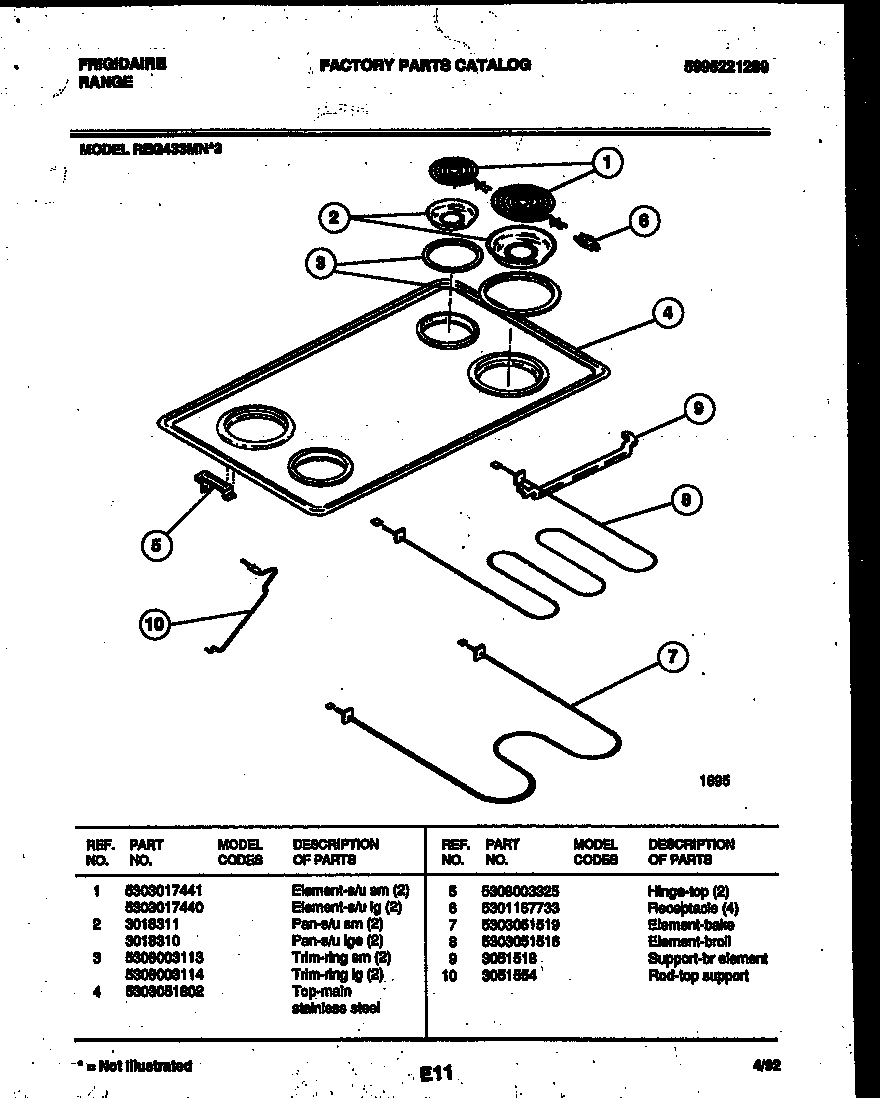 COOKTOP AND BROILER PARTS