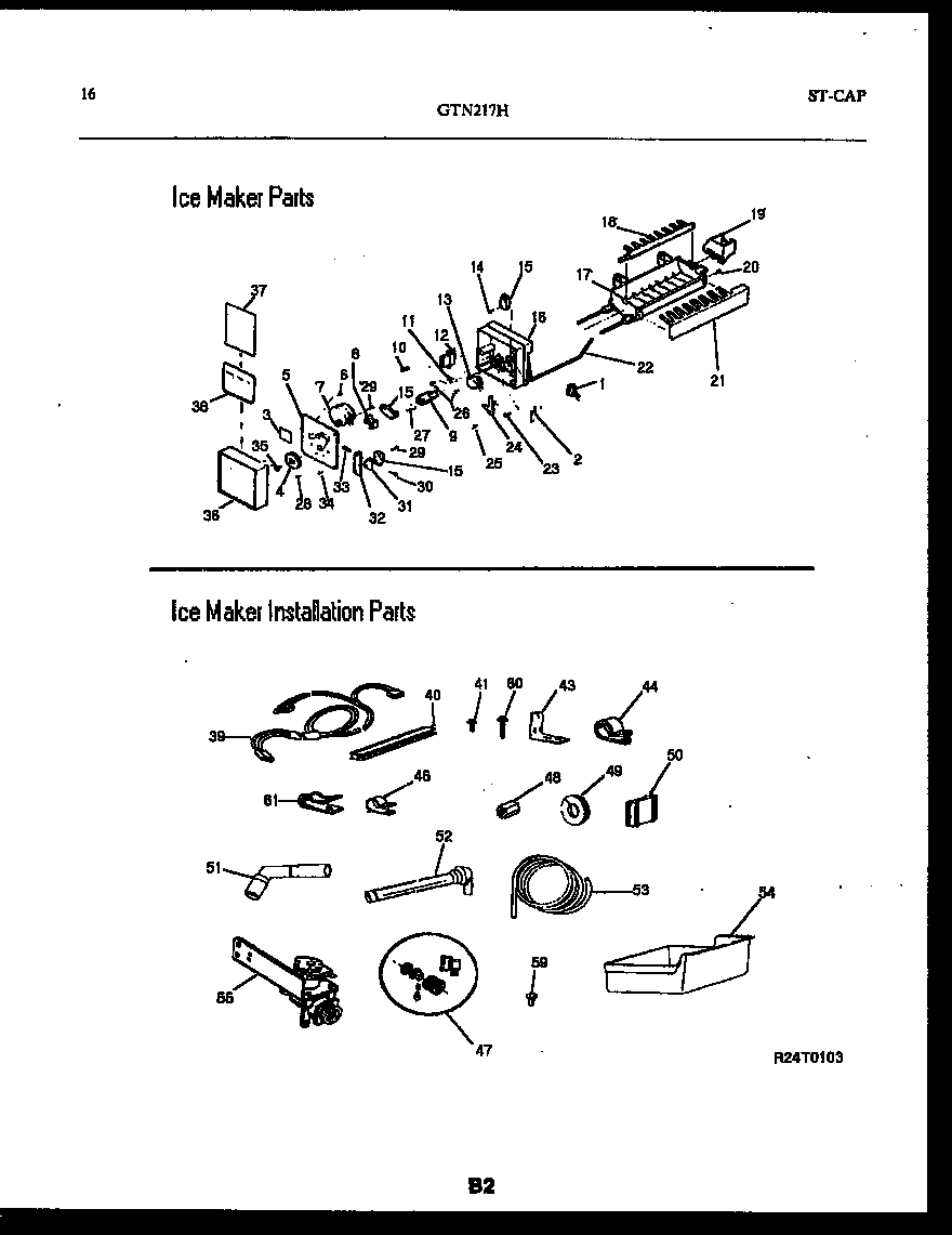 Ice maker and installation parts