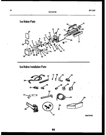 Ice maker and installation parts